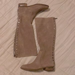NEW Vince Camino ON SALE Mushroom Tan Stud Tall Leather Riding Boots Size US 10